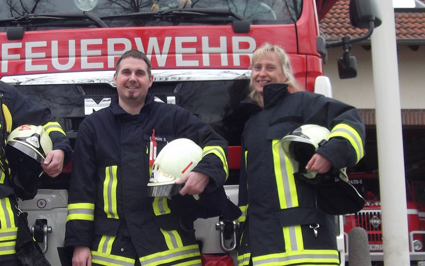 Zwei der Jugendwarte der Feuerwehr Gallun