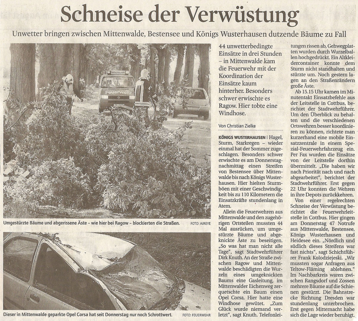 Zeitungsartikel © Märkische Allgemeine