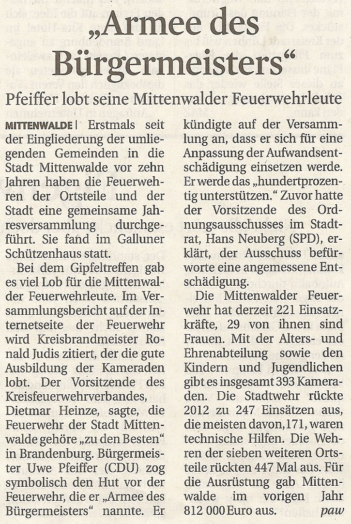 Zeitungsartikel © Märkische Allgemeine