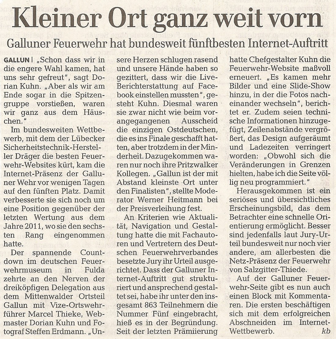 Zeitungsartikel © Märkische Allgemeine